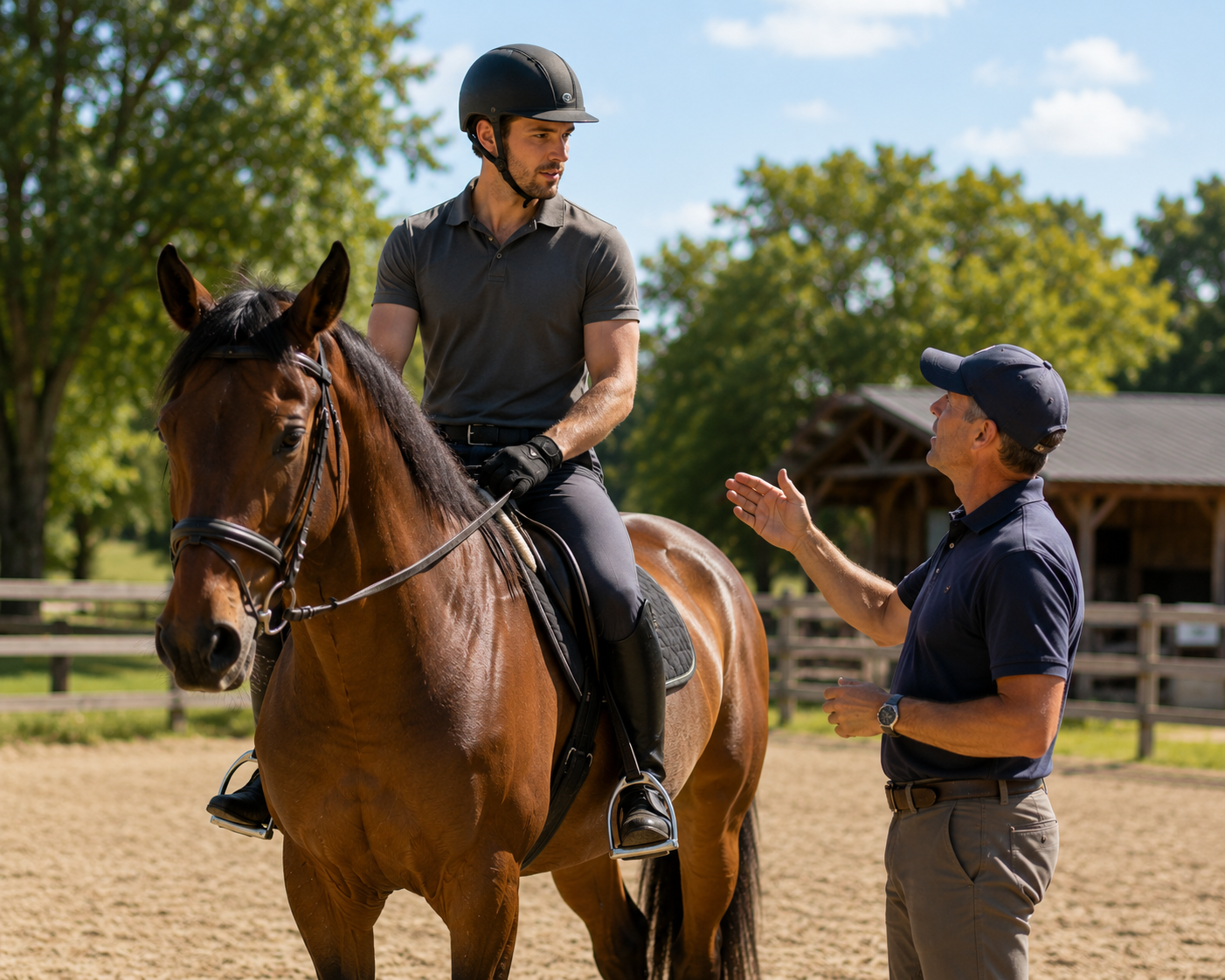 Trainer working with a horse
